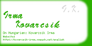 irma kovarcsik business card